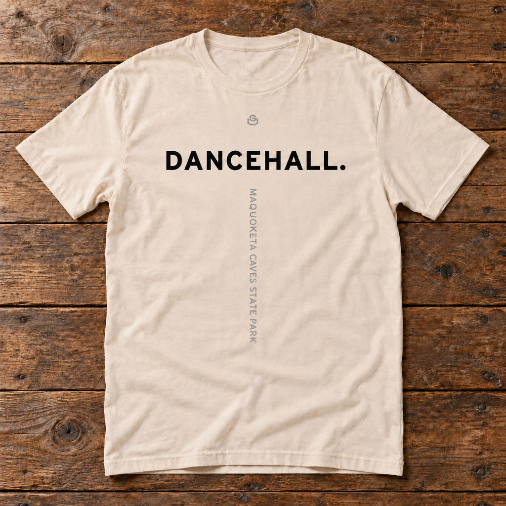 Front of the Dancehall Tee reading DANCEHALL.