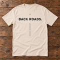 Front of the Back Roads Tee reading BACK ROADS.