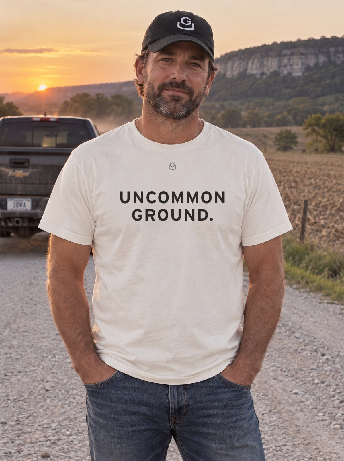 Lifestyle photo of the Uncommon Ground Tee from Uncommon Ground, Jackson County, Iowa