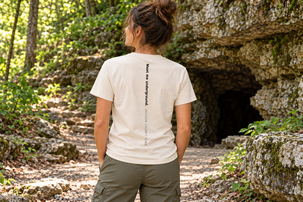 Back of the Dancehall Tee reading Meet me underground. Jackson County Iowa
