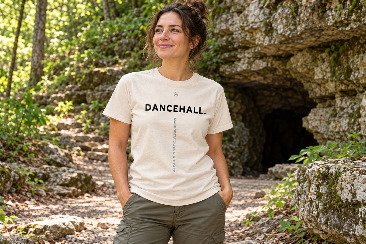 Front of the Dancehall Tee reading DANCEHALL.
