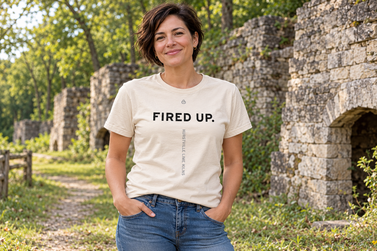 Front of the Fired Up Tee reading FIRED UP.
